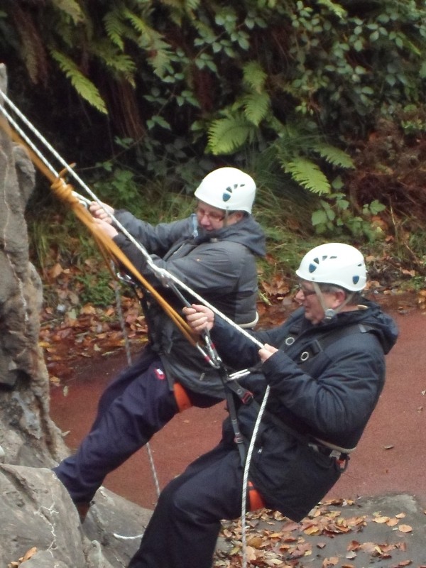 Barbara and Ernest abseiling